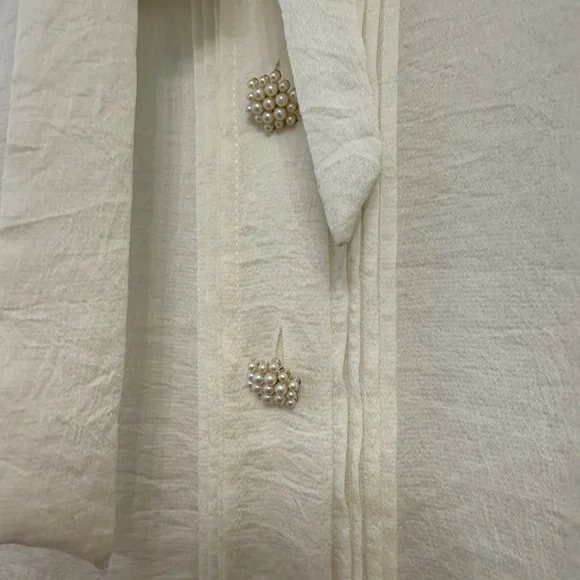 Zara Cream Pearl Button Blouse for Women XS - Picture 4 of 5